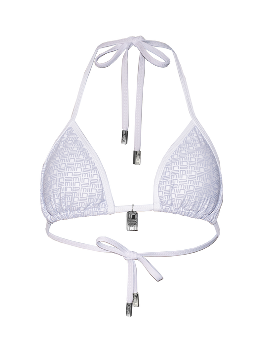 IN2MI Triangle Bikini Top Monogram White